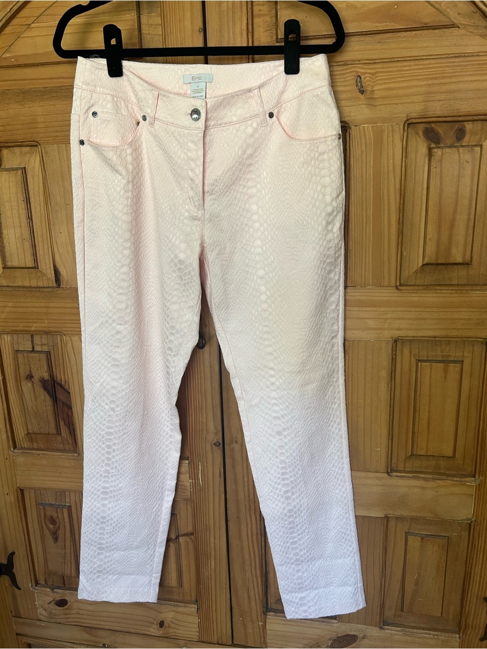 ERIC Pale Pink Snakeskin Pattern Pants